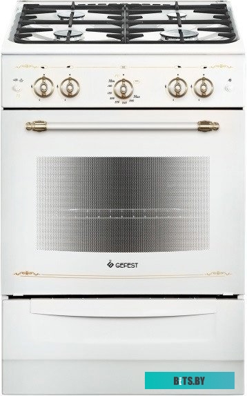 ПГ 6100-02 0185 Плита Газовая Gefest ПГ 6100-02 0185 белый/золотистый (эмалированная крышка) реш.чугун