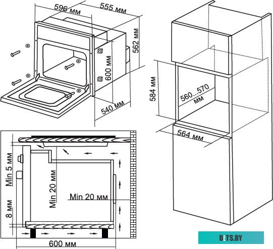 6003.01 BG Духовой шкаф Электрический Hyundai 6003.01 BG черное стекло