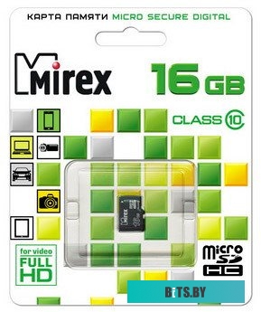 Карта памяти Mirex microSDHC (Class 10) 16GB (13612-MC10SD16)