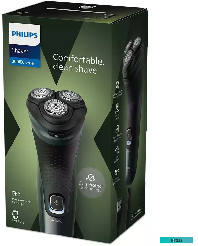 X3052/00 Бритва роторная Philips X3052/00 реж.эл.:3 питан.:аккум. зеленый