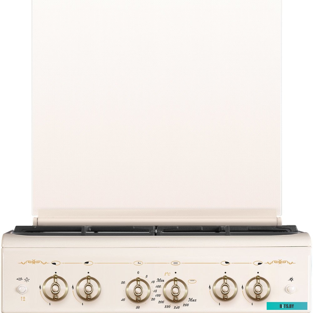 ПГ 6100-02 0182 Газовая плита GEFEST ПГ 6100-02 0182,  газовая духовка,  чугун, кремовый и рисунок "ретро"