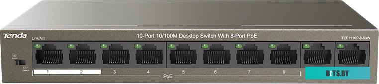 Коммутатор Tenda TEF1110P-8-63W