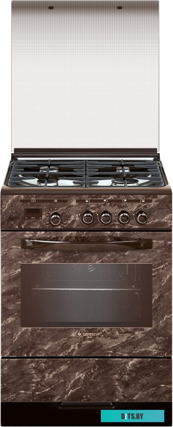 ПГ 6300-03 0054 Газовая плита GEFEST ПГ 6300-03 0054,  газовая духовка,  стеклянная крышка,  чугун, коричневый мрамор