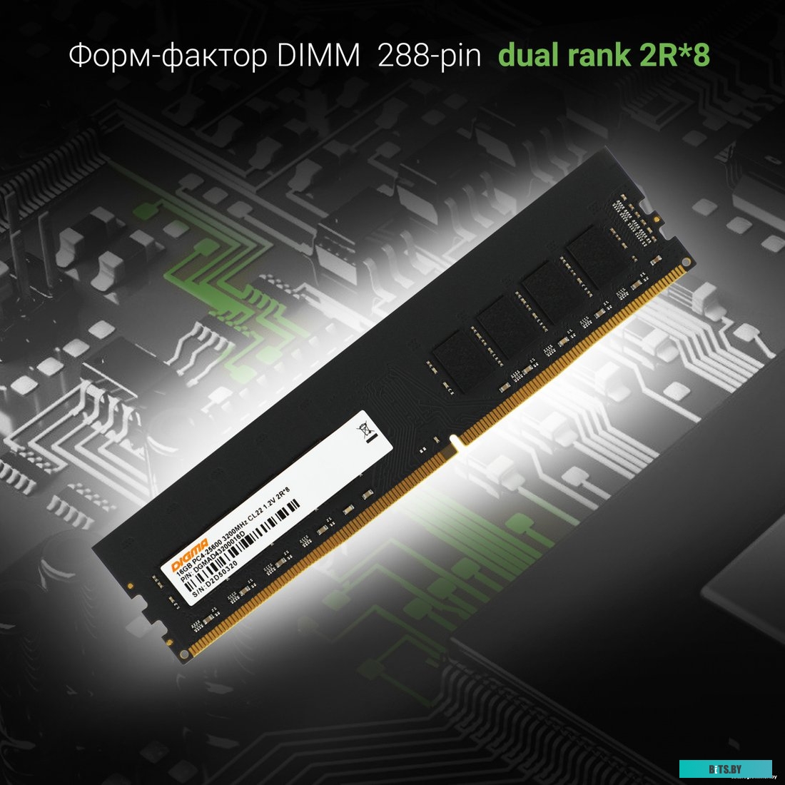 Оперативная память Digma DGMAD43200016D 16ГБ DDR4 3200 МГц.