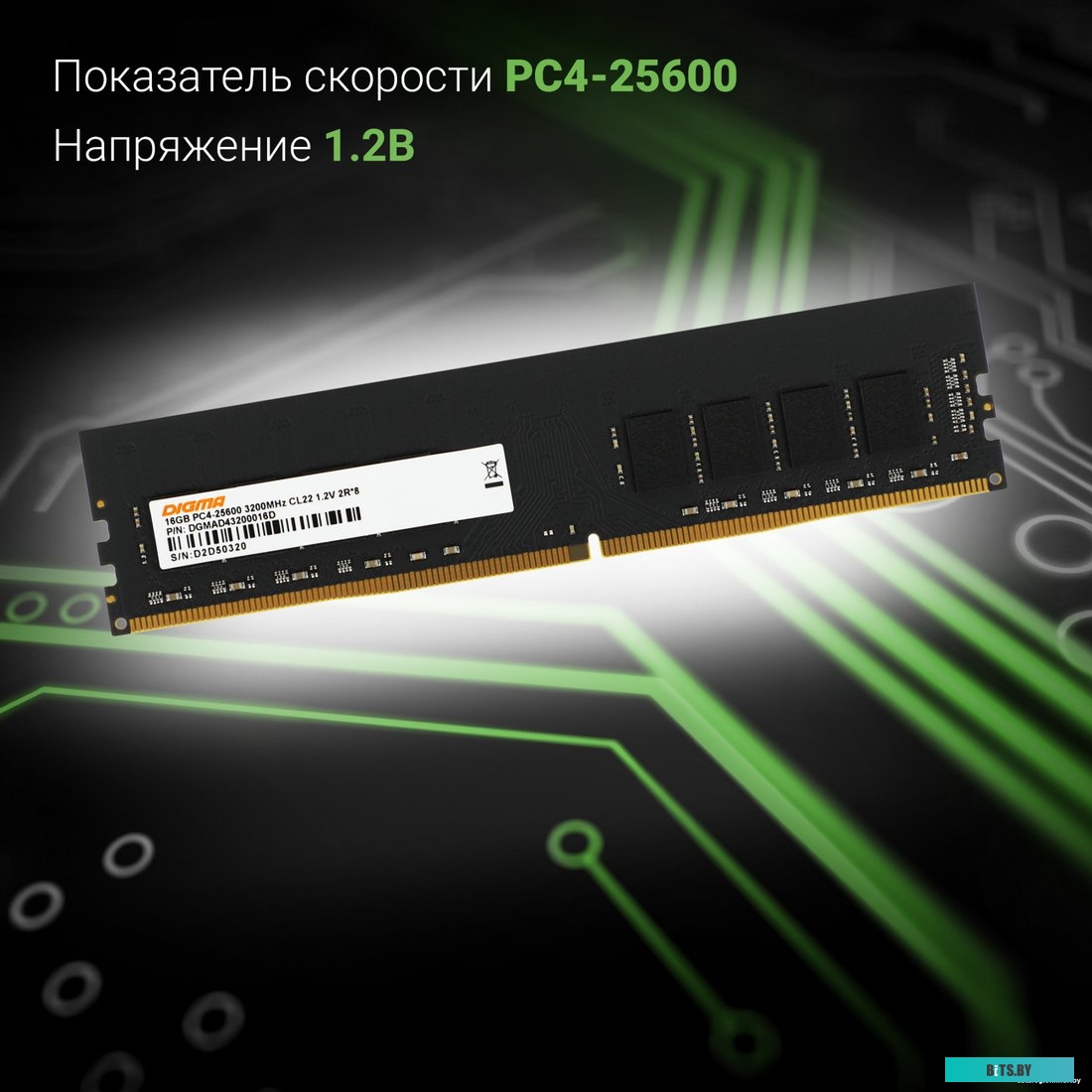 Оперативная память Digma DGMAD43200016D 16ГБ DDR4 3200 МГц.