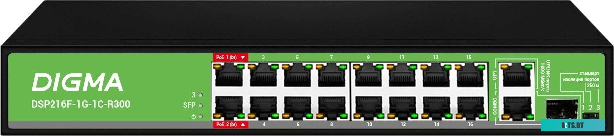Коммутатор Digma DSP216F-1G-1C-R300