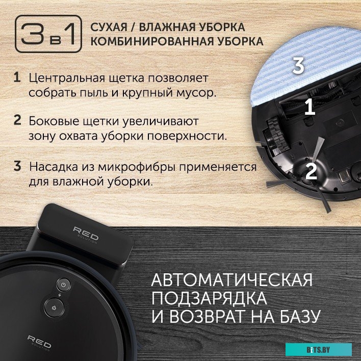 RV-RL6000S Пылесос-робот Red Solution RV-RL6000S 35Вт черный/черный