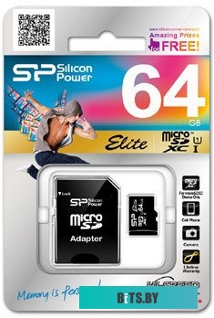 Карта памяти Silicon Power microSDXC Elite UHS-1 (Class 10) 64 GB (SP064GBSTXBU1V10-SP)