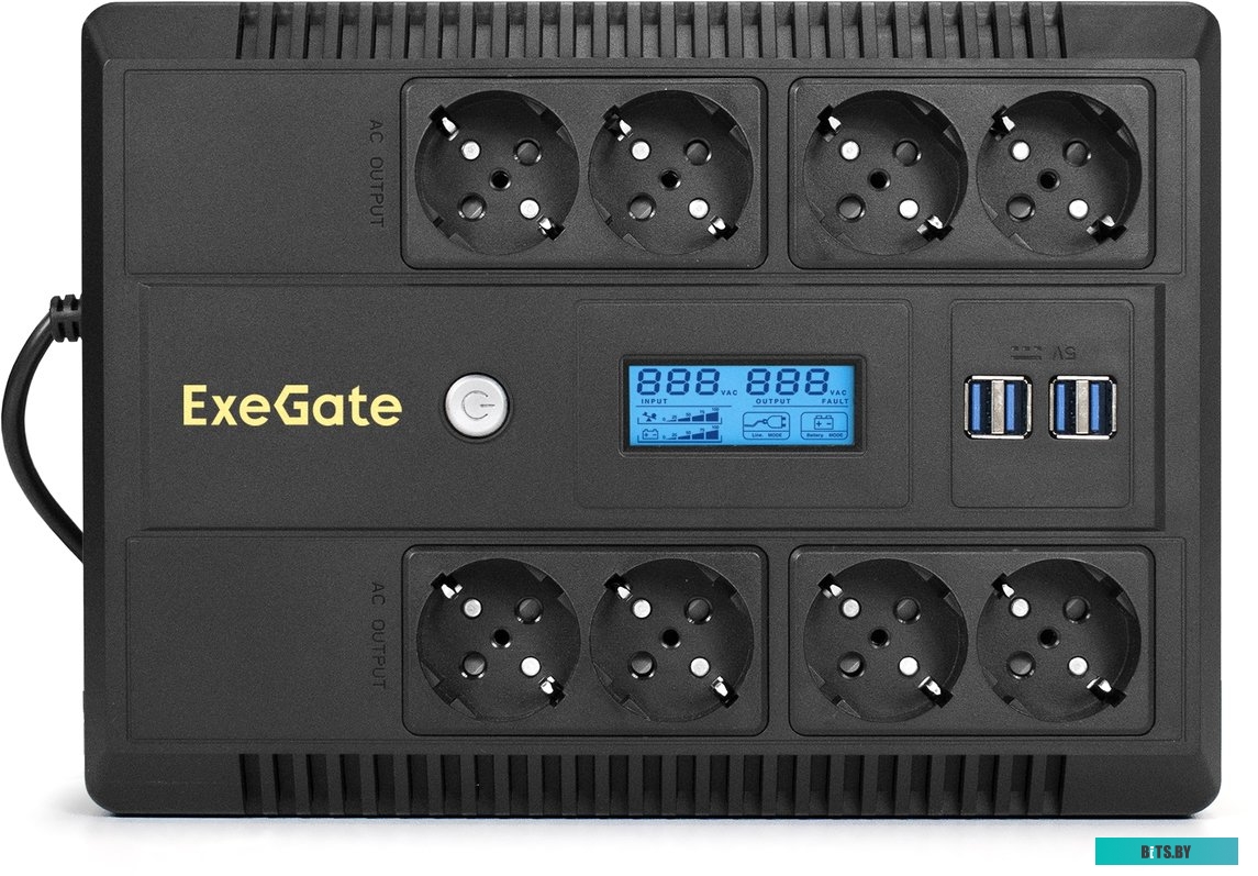 Источник бесперебойного питания Exegate NEO Smart LHB-1000.LCD.AVR.8SH.CH.RJ.USB EX293858RUS