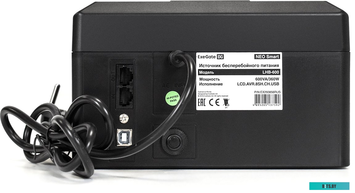 Источник бесперебойного питания Exegate NEO Smart LHB-1000.LCD.AVR.8SH.CH.RJ.USB EX293858RUS