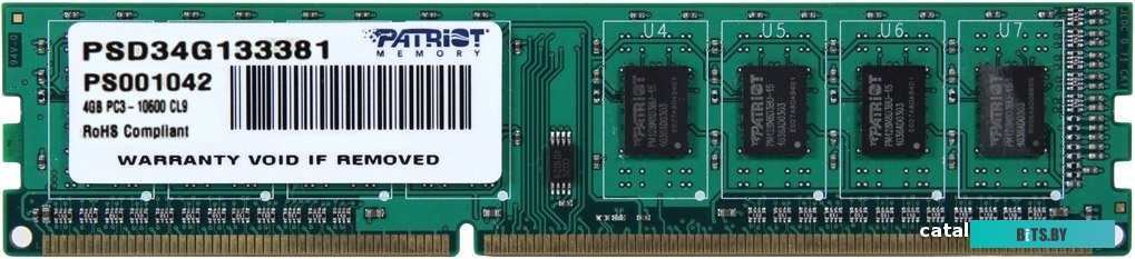 Оперативная память Patriot Signature 4GB DDR3 PC3-10600 (PSD34G133381)