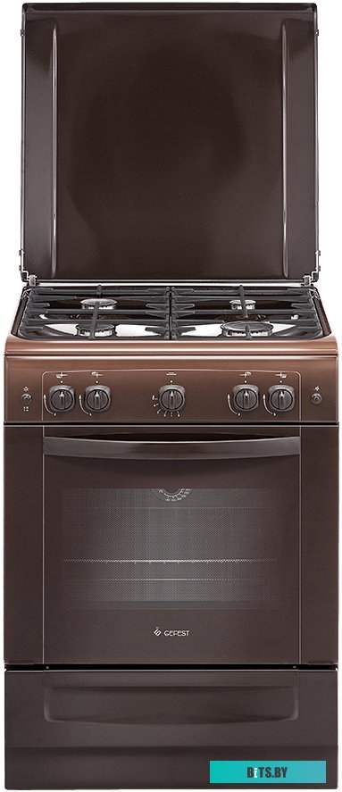 ПГ 6100-01 0301 Газовая плита GEFEST ПГ 6100-01 0301,  газовая духовка,  металлическая крышка,  чугун, коричневый