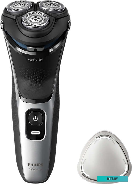 S3143/00 Бритва роторная Philips S3143/00 реж.эл.:3 питан.:элек.сеть/аккум. черный/серебристый