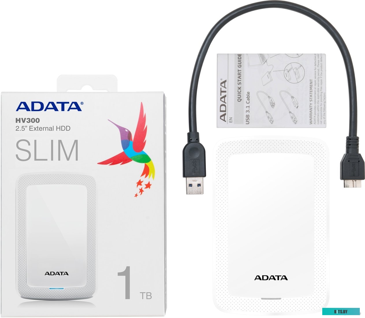 Внешний жесткий диск ADATA HV300 AHV300-1TU31-CWH 1TB (белый)