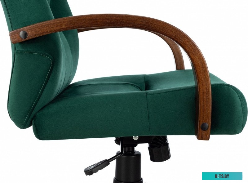 T-9928WALNUT/FABR/GN Кресло руководителя Бюрократ T-9928WALNUT Fabric зеленый Italia Green крестов. металл/дерево