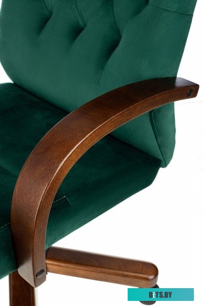 T-9928WALNUT/FABR/GN Кресло руководителя Бюрократ T-9928WALNUT Fabric зеленый Italia Green крестов. металл/дерево