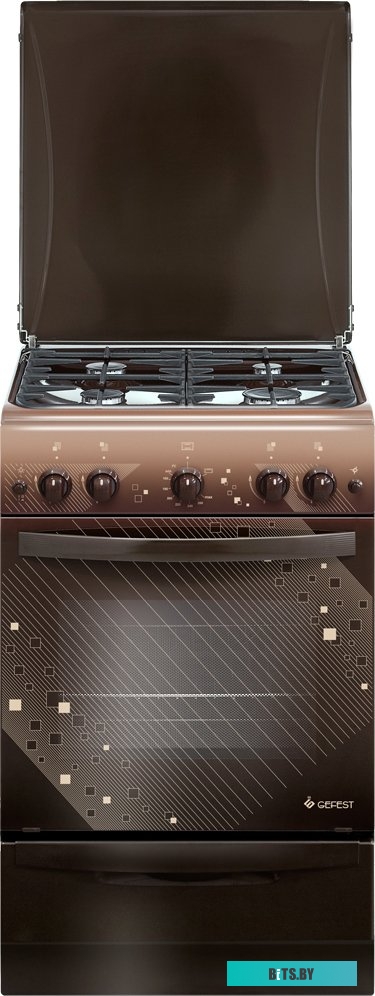 ПГ 5100-02 0010 Газовая плита GEFEST ПГ 5100-02 0010,  газовая духовка,  металлическая крышка,  чугун, коричневый