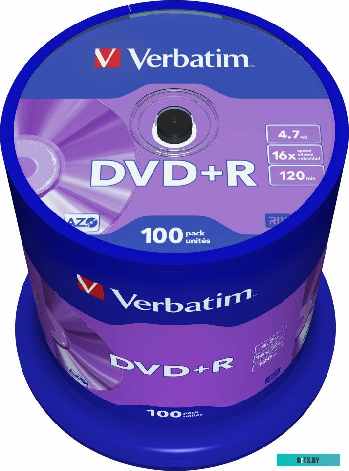 Диск DVD+R Disc Verbatim  4.7Gb 16x (уп. 100 шт) на шпинделе (43551)