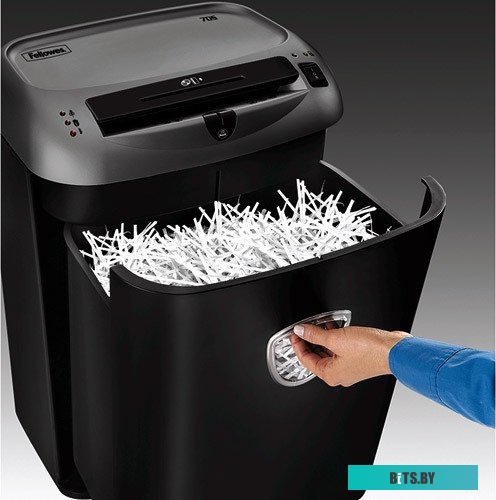Шредер Fellowes® Powershred® FS-4671101 70S, DIN P-2, 5.8мм, 14 лcт., 27лтр., Safety Lock, уничт.: скобы, пл. карты, скрепки, CD