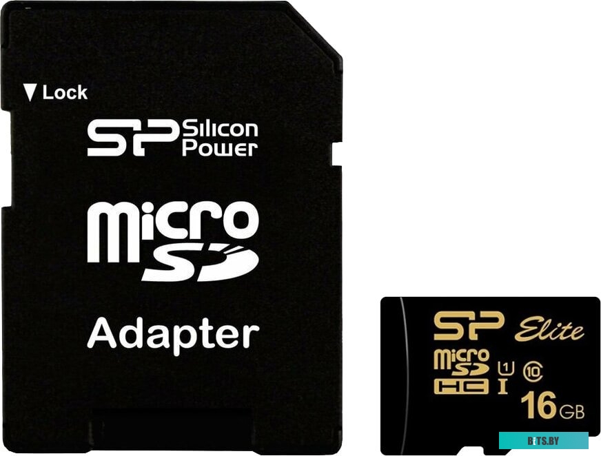 Карта памяти Silicon Power Elite Gold microSDHC SP016GBSTHBU1V1GSP 16GB (с адаптером)