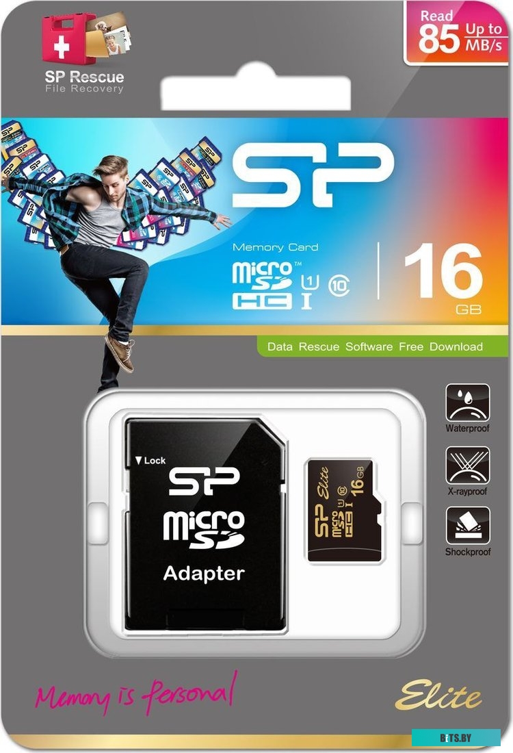 Карта памяти Silicon Power Elite Gold microSDHC SP016GBSTHBU1V1GSP 16GB (с адаптером)