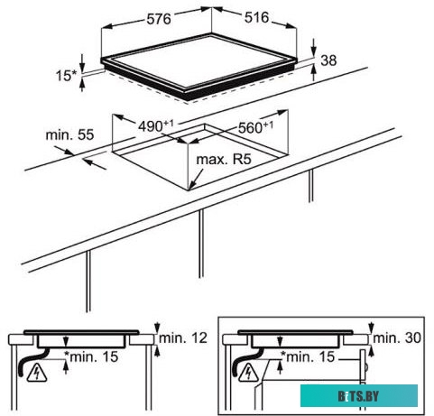 EHF16240XK Встраиваемая электрическая панель ELECTROLUX/ Электрическая варочная панель, 60 см, 4 конфорки, черный цвет, рама из нержавеющей стали