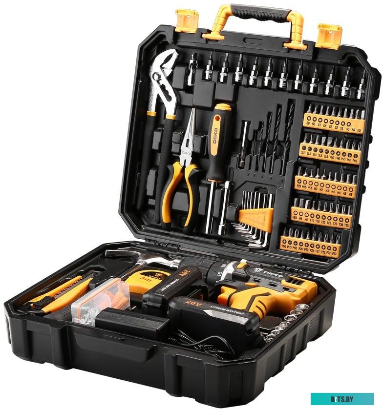 Дрель-шуруповерт Deko DKCD20FU-Li SET 195 063-4135 (с 2-мя АКБ, кейс, набор оснастки)