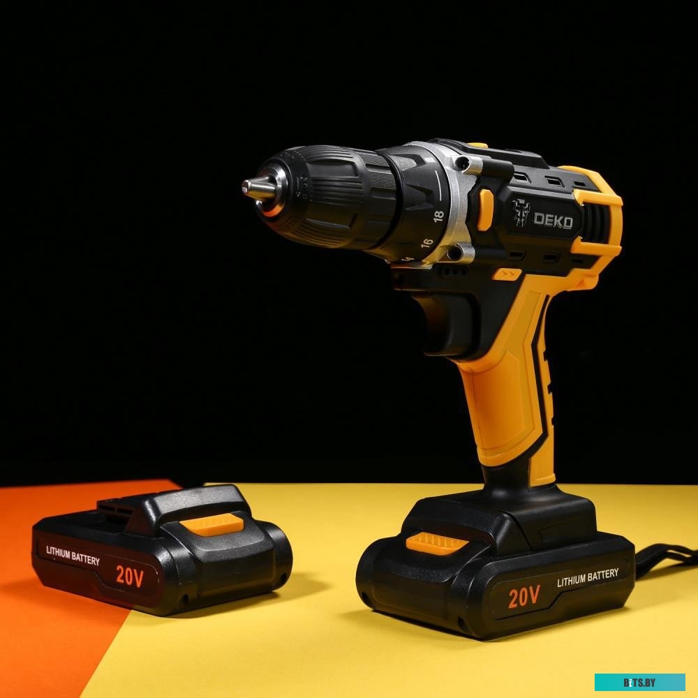 Дрель-шуруповерт Deko DKCD20FU-Li SET 195 063-4135 (с 2-мя АКБ, кейс, набор оснастки)