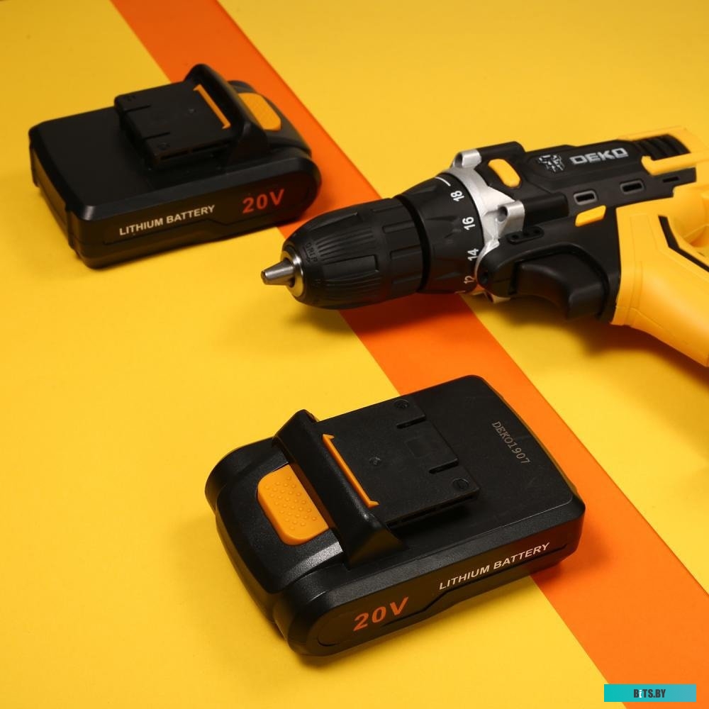 Дрель-шуруповерт Deko DKCD20FU-Li SET 195 063-4135 (с 2-мя АКБ, кейс, набор оснастки)