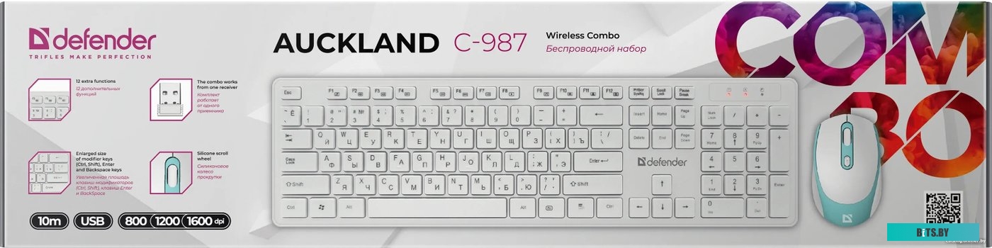 Клавиатура + мышка DEFENDER AUCKLAND C-987 RU WHITE 45987