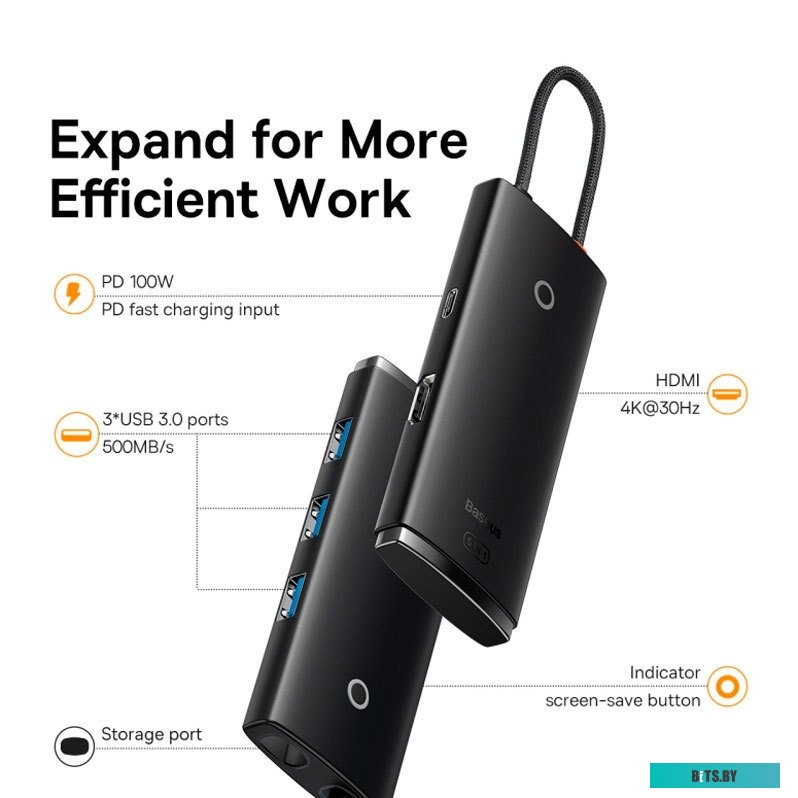 USB-хаб Baseus Lite Series 5 Port - Type C WKQX040001