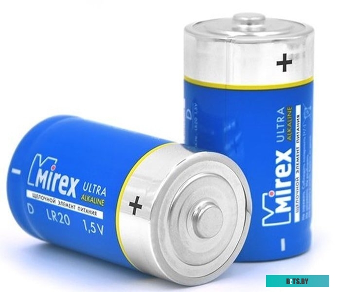 Батарейки Mirex LR20 D Алкалайн 2 шт 23702-LR20-S2