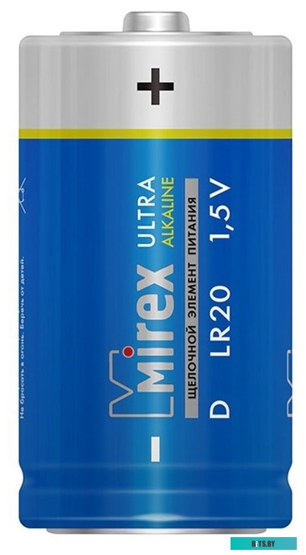 Батарейки Mirex LR20 D Алкалайн 2 шт 23702-LR20-S2