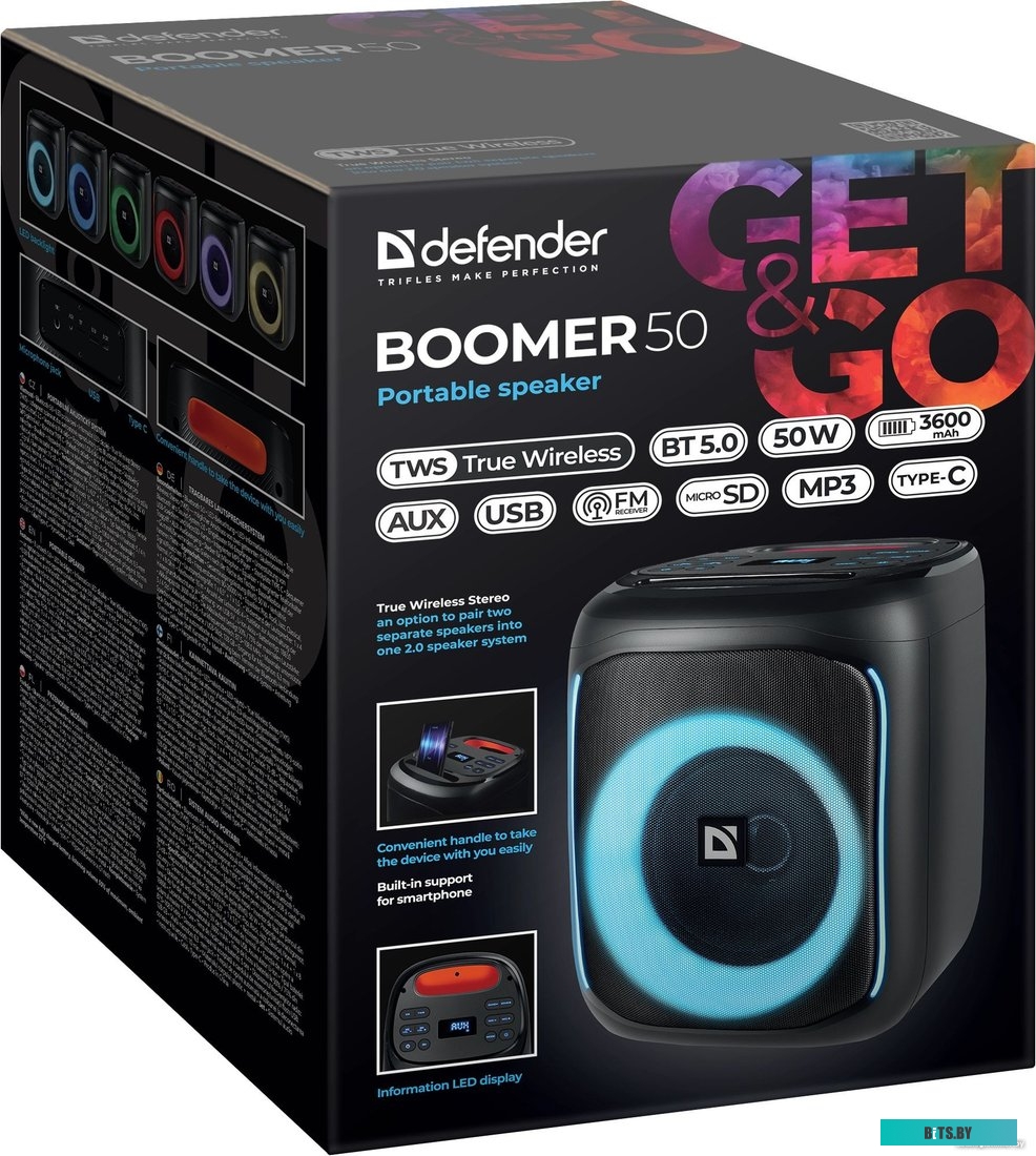 65450 Портативная колонка 50W BLACK 65450 BOOMER 50 DEFENDER