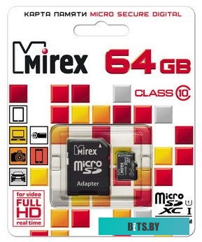 Карта памяти Mirex microSDXC UHS-I (Class 10) 64GB (13613-AD10SD64)