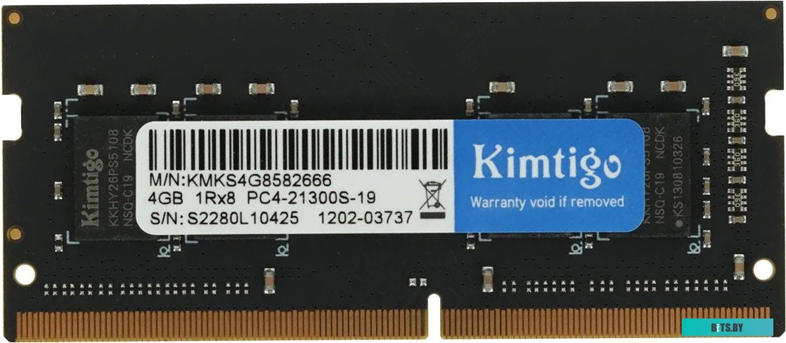 Модуль памяти Kimtigo DDR4 4Gb 2666MHz PC4-21300 KMKS4G8582666