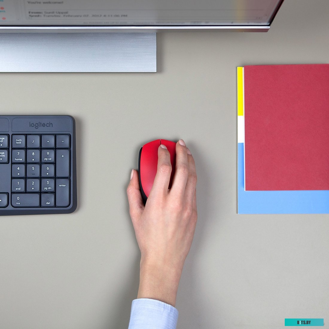Мышь Logitech M171 (черный/красный)