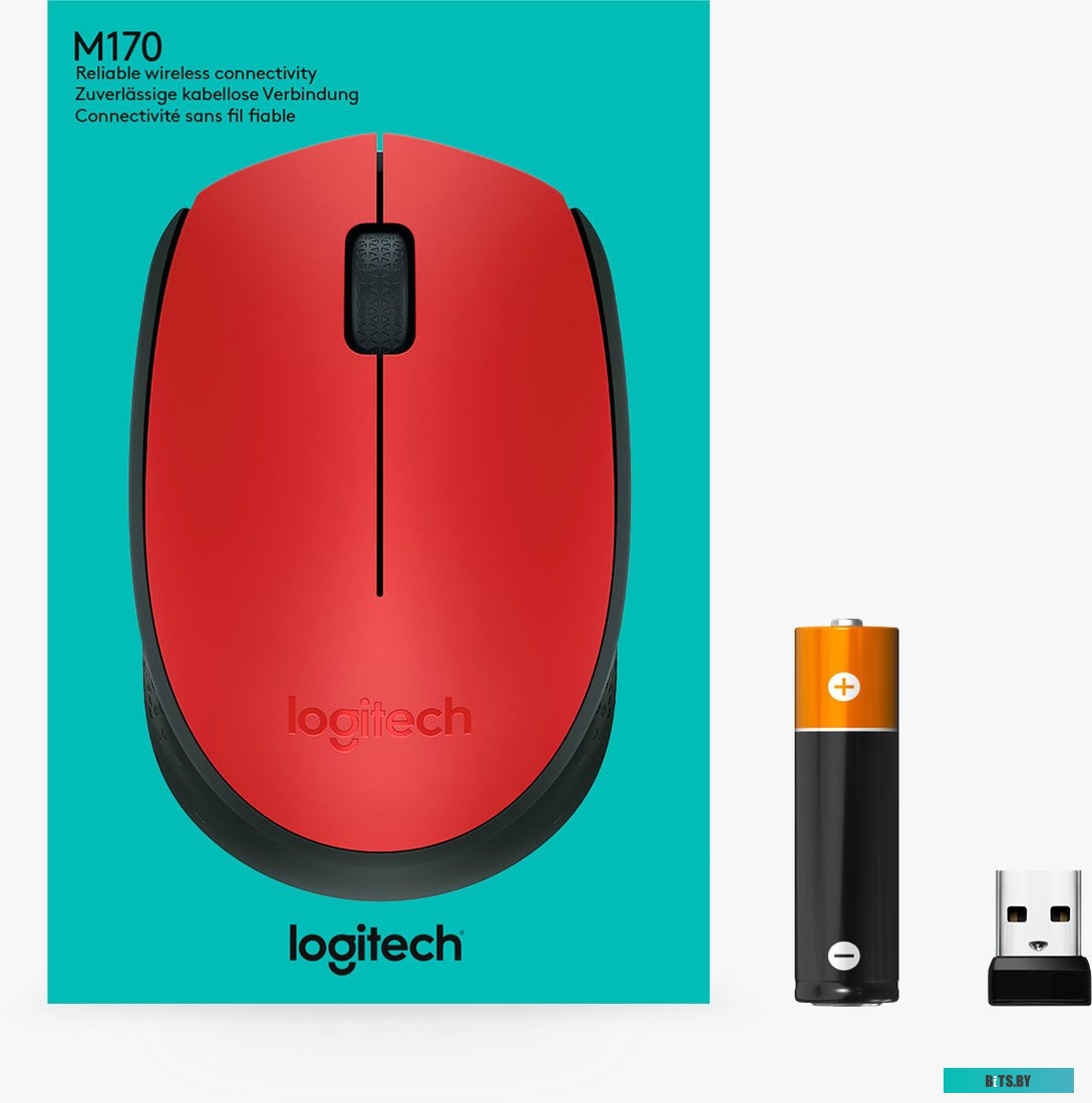 Мышь Logitech M171 (черный/красный)