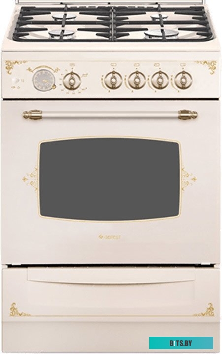 ПГ 6100-03 0279 Плита Газовая Gefest ПГ 6100-03 0279 кремовый/рисунок "ретро" (стеклянная крышка) реш.чугун