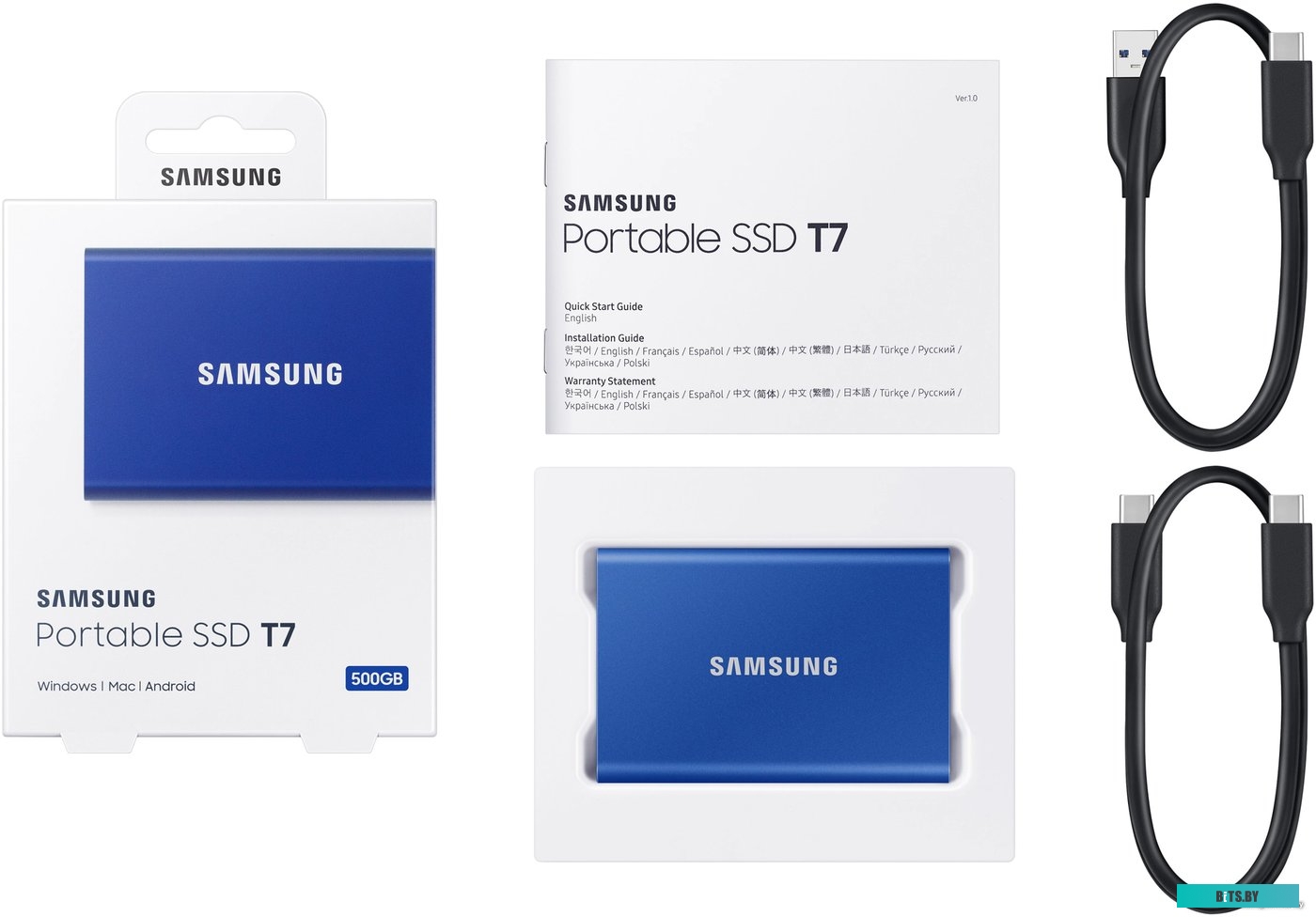 Внешний жесткий диск Samsung T7 500GB (синий) <MU-PC500H/WW>