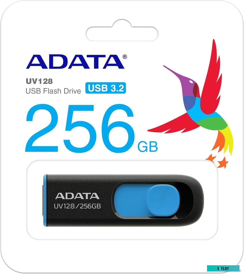 USB накопитель (Флешка) ADATA DashDrive UV128 256GB (черный/синий) <AUV128-256G-RBE>