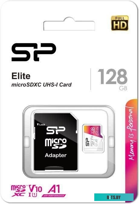 Карта памяти Silicon Power Elite microSDXC SP128GBSTXBV1V20SP 128GB (с адаптером)