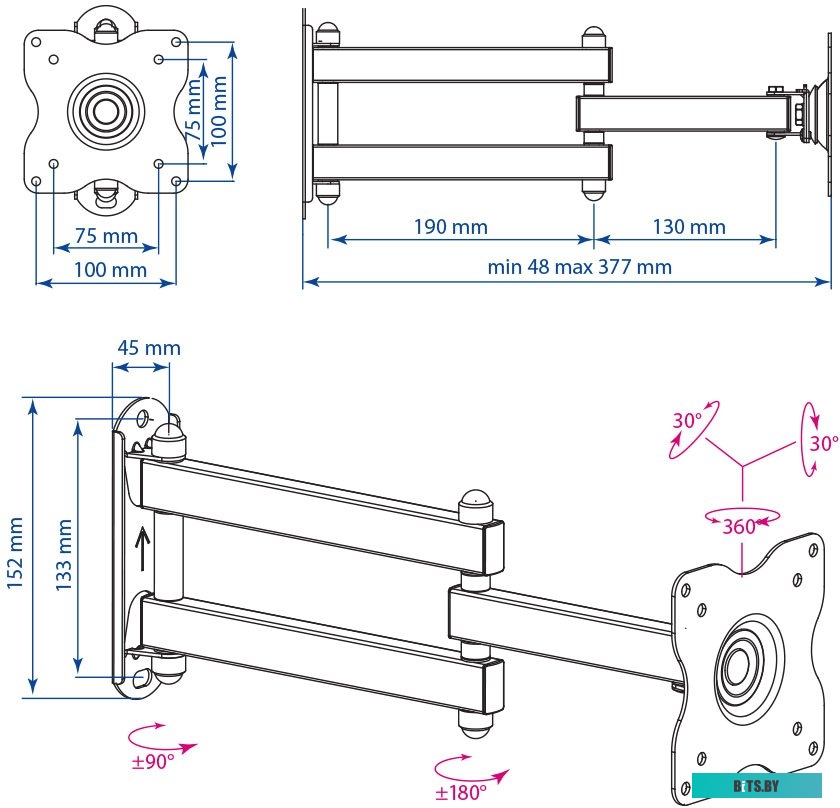Кронштейн для телевизора Kromax DIX-15W (белый)