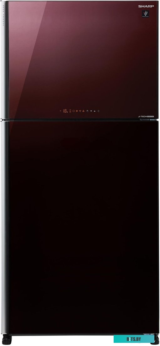 SJXG60PGRD Холодильник Sharp/ Холодильник. 187x86.5x74 см. 422 + 178 л, No Frost. A++ темно-бордовый, стекло