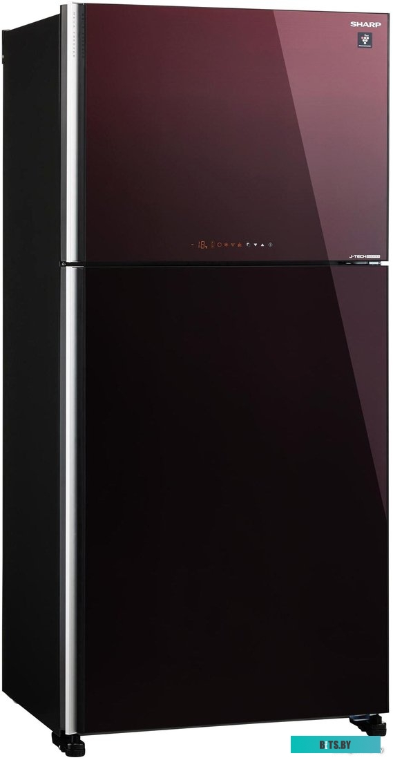 SJXG60PGRD Холодильник Sharp/ Холодильник. 187x86.5x74 см. 422 + 178 л, No Frost. A++ темно-бордовый, стекло