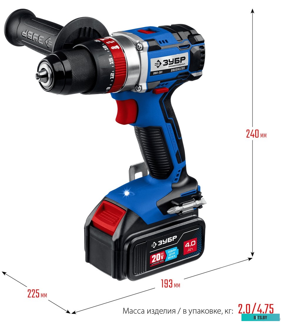 Зубр Профессионал DBS-201-42 (с 2-мя АКБ 4 Ач, кейс)