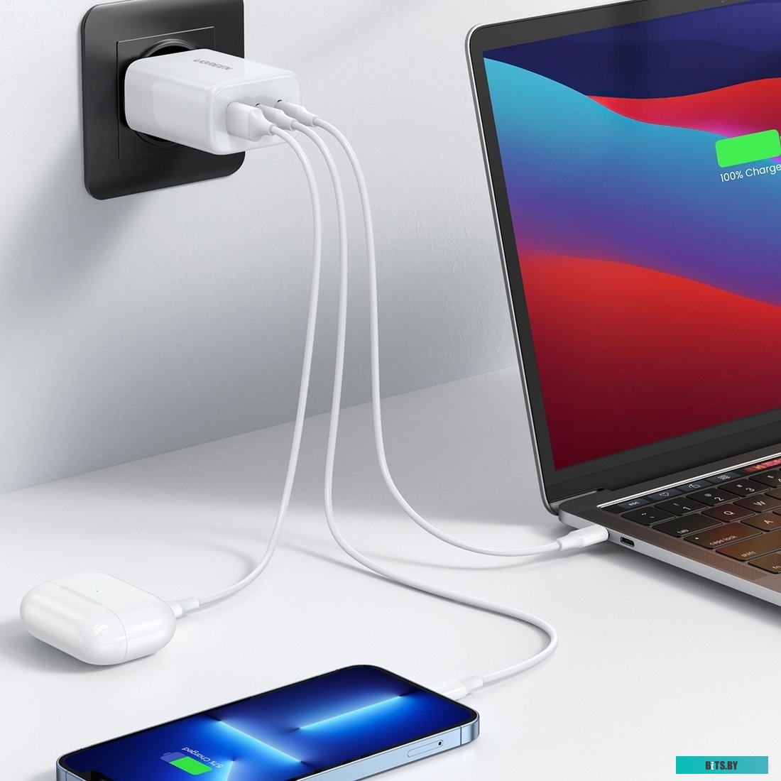 Сетевое зарядное Ugreen CD275 90496 (белый)