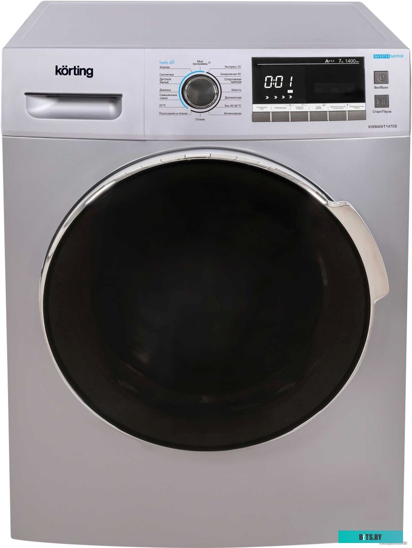 KWM 49IT1470 S Стиральная машина/ Стиральная машина KORTING,загрузка 7 кг.,цвет серебристый,габариты:850x595x495