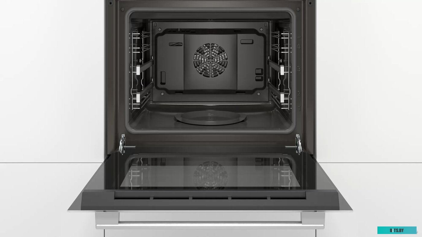 HIJ517YW0R Serie 6, Духовой шкаф с паровой чашей, белый, 8 режимов, 2-х слойное остекление, цифровый дисплей, утапливаемые переключатели, галогенное о