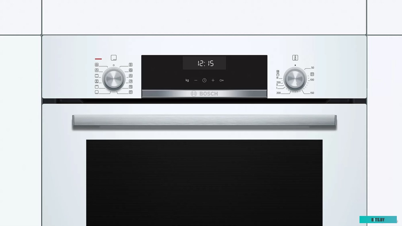 HIJ517YW0R Serie 6, Духовой шкаф с паровой чашей, белый, 8 режимов, 2-х слойное остекление, цифровый дисплей, утапливаемые переключатели, галогенное о